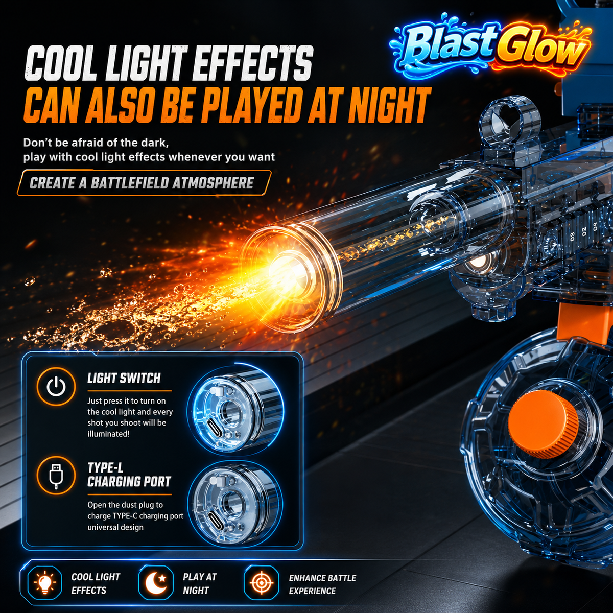 BlastGlow™ Light-Up Electric Water Blaster